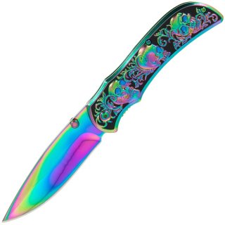 Taschenmesser mit Totenk&ouml;pfen und Rainbow Design