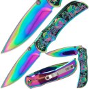 Taschenmesser mit Totenk&ouml;pfen und Rainbow Design